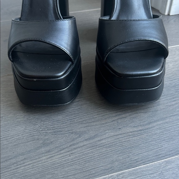 Dream Pairs Black Chunky Block Platform Heels Square Open Square Toe Size 8.5 - Picture 7 of 15